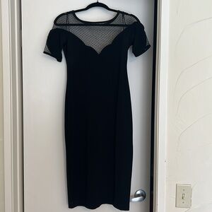 Vintage Black Midi Dress Sweetheart Neckline Size XS